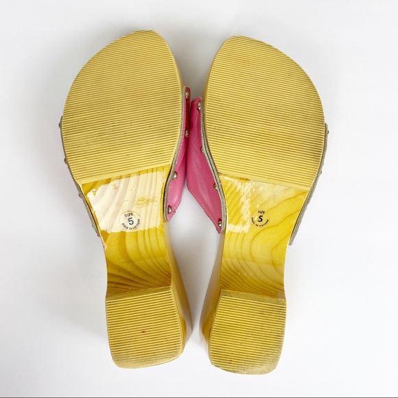 Woodies Real wood Heels Sandals Flamingo Pink Sz 5 - Picture 7 of 11
